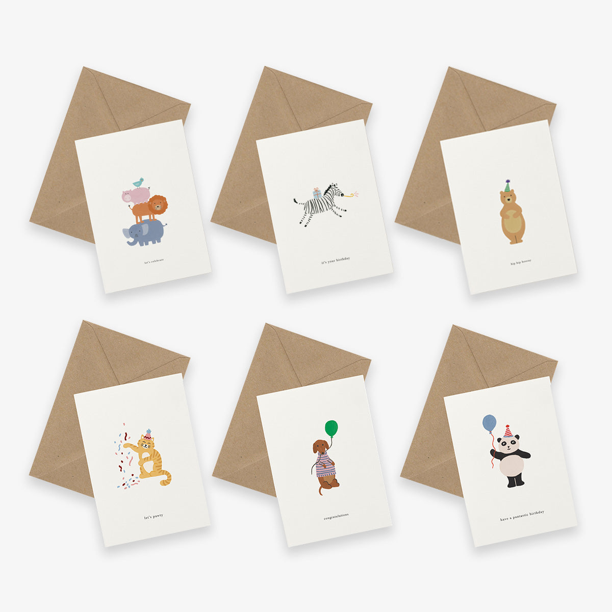 GREETING CARD BUNDLE OF 6 // BIRTHDAY ANIMALS