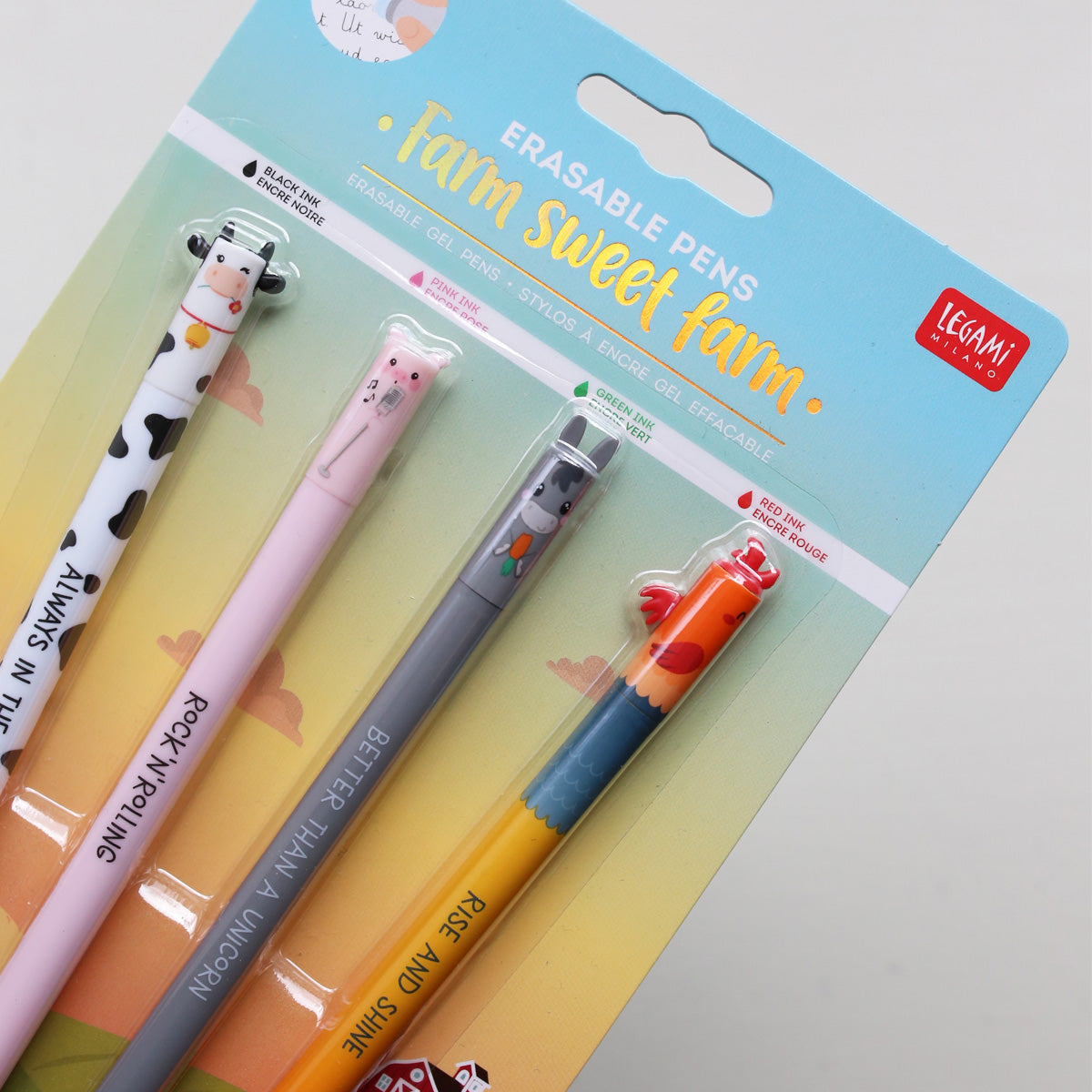 ERASABLE GEL PENS SET OF 4 // FARM SWEET FARM