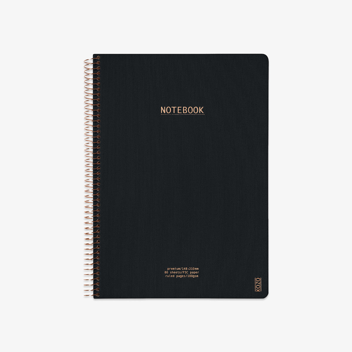 KOZO SPIRAL-BOUND NOTEBOOK A4 // BLACK
