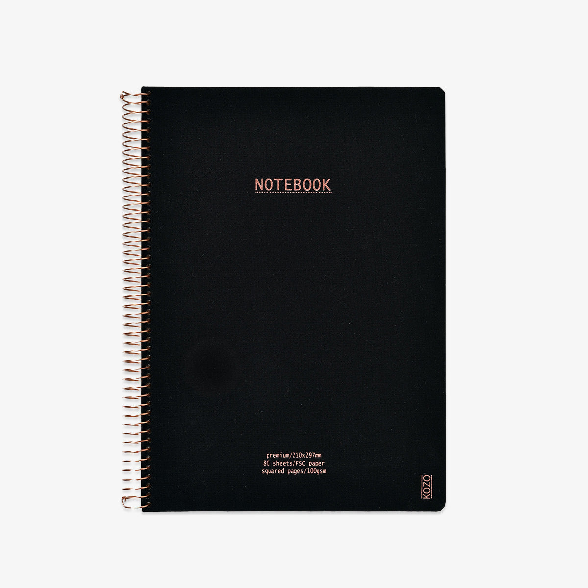 KOZO SPIRAL-BOUND NOTEBOOK A4 GRID // BLACK