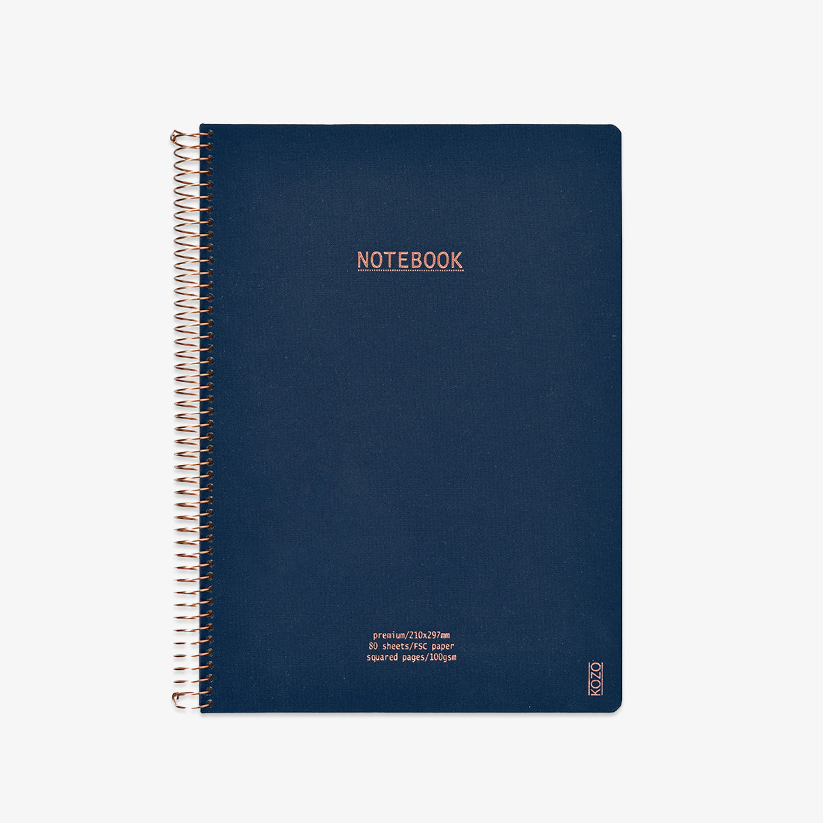 KOZO SPIRAL-BOUND NOTEBOOK A4 GRID // NAVY