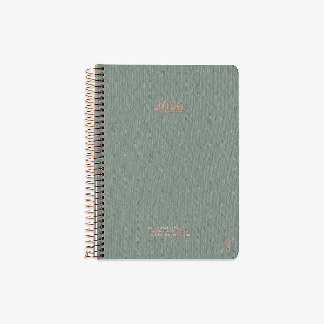 KOZO SPIRAL-BOUND CALENDAR 2026 A5 (DANISH) // ALOE VERA