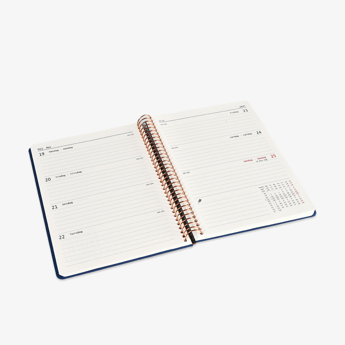KOZO SPIRAL-BOUND CALENDAR 2026 A5 (DANISH) // NAVY