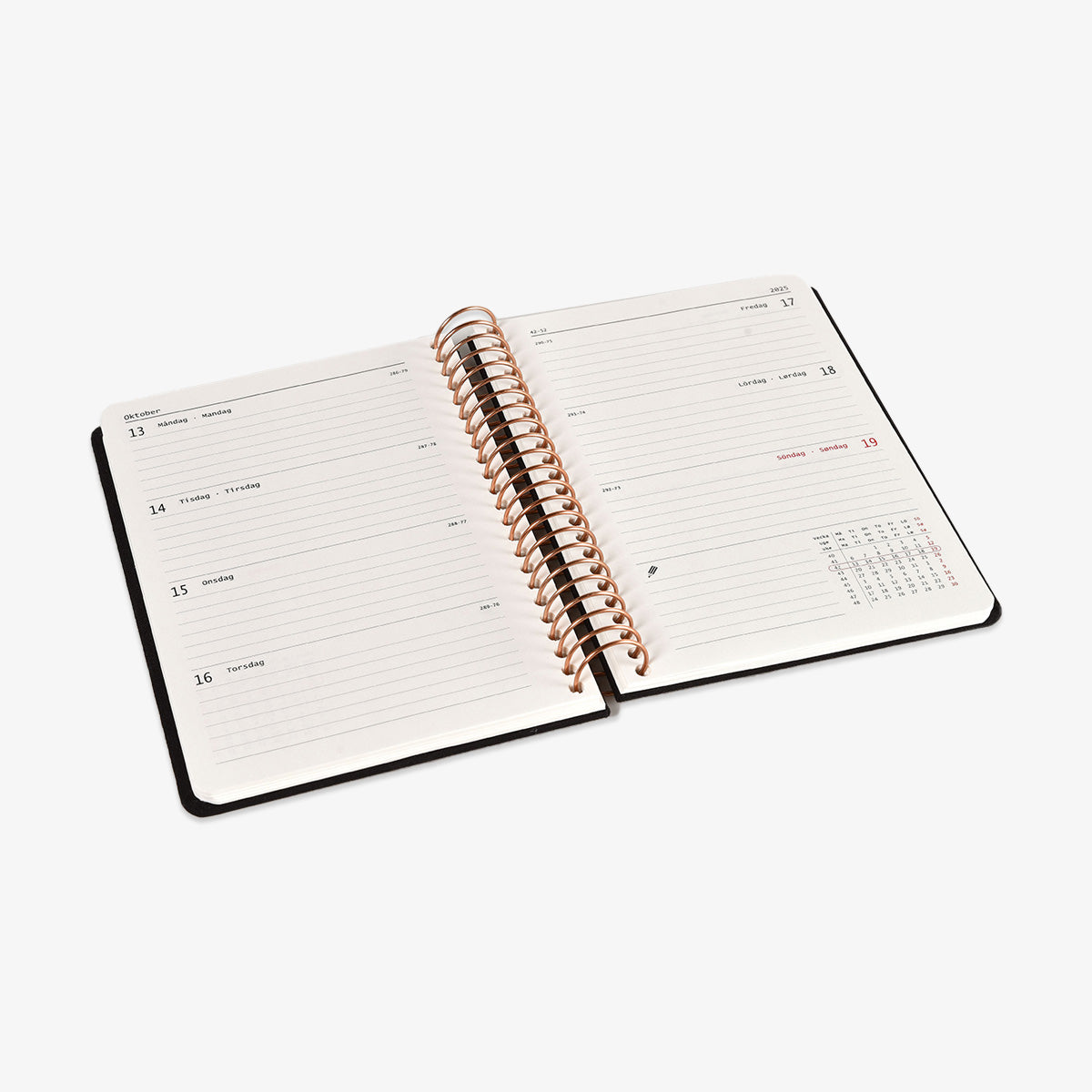 KOZO SPIRAL-BOUND CALENDAR 2026 A6 (DANISH) // BLACK