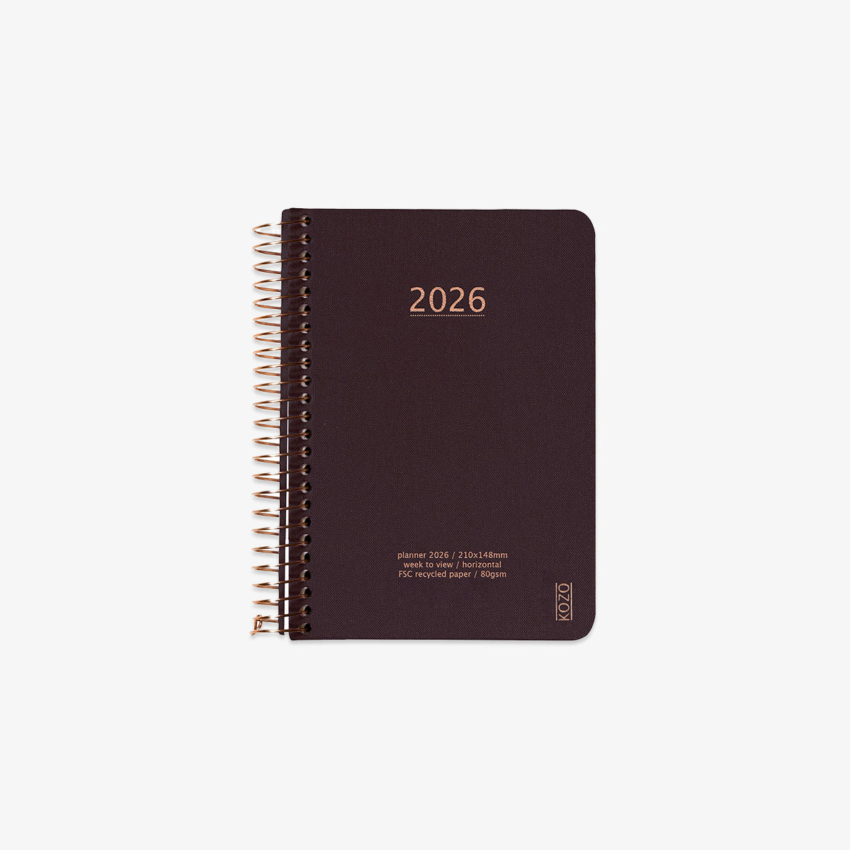 KOZO SPIRAL-BOUND CALENDAR 2026 A6 (DANISH) // COFFEE