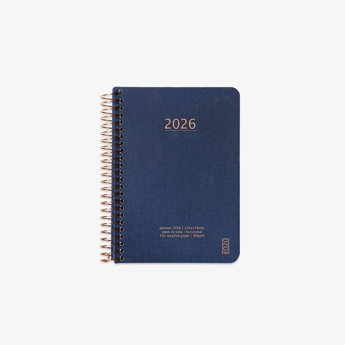 KOZO SPIRAL-BOUND CALENDAR 2026 A6 (DANISH) // NAVY