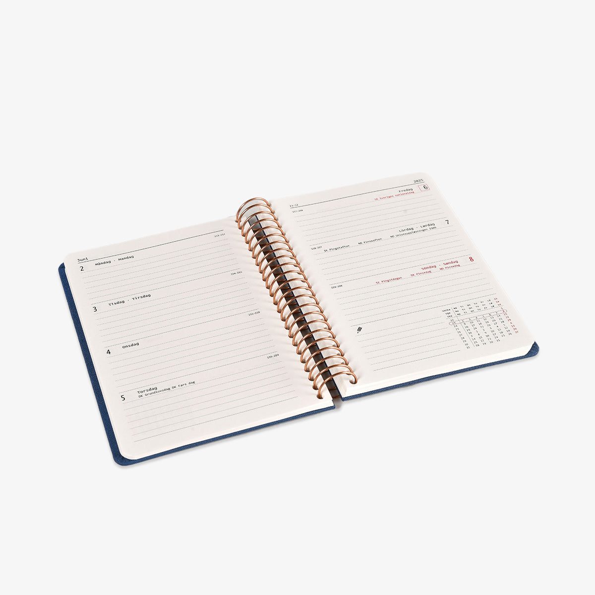 KOZO SPIRAL-BOUND CALENDAR 2026 A6 (DANISH) // NAVY