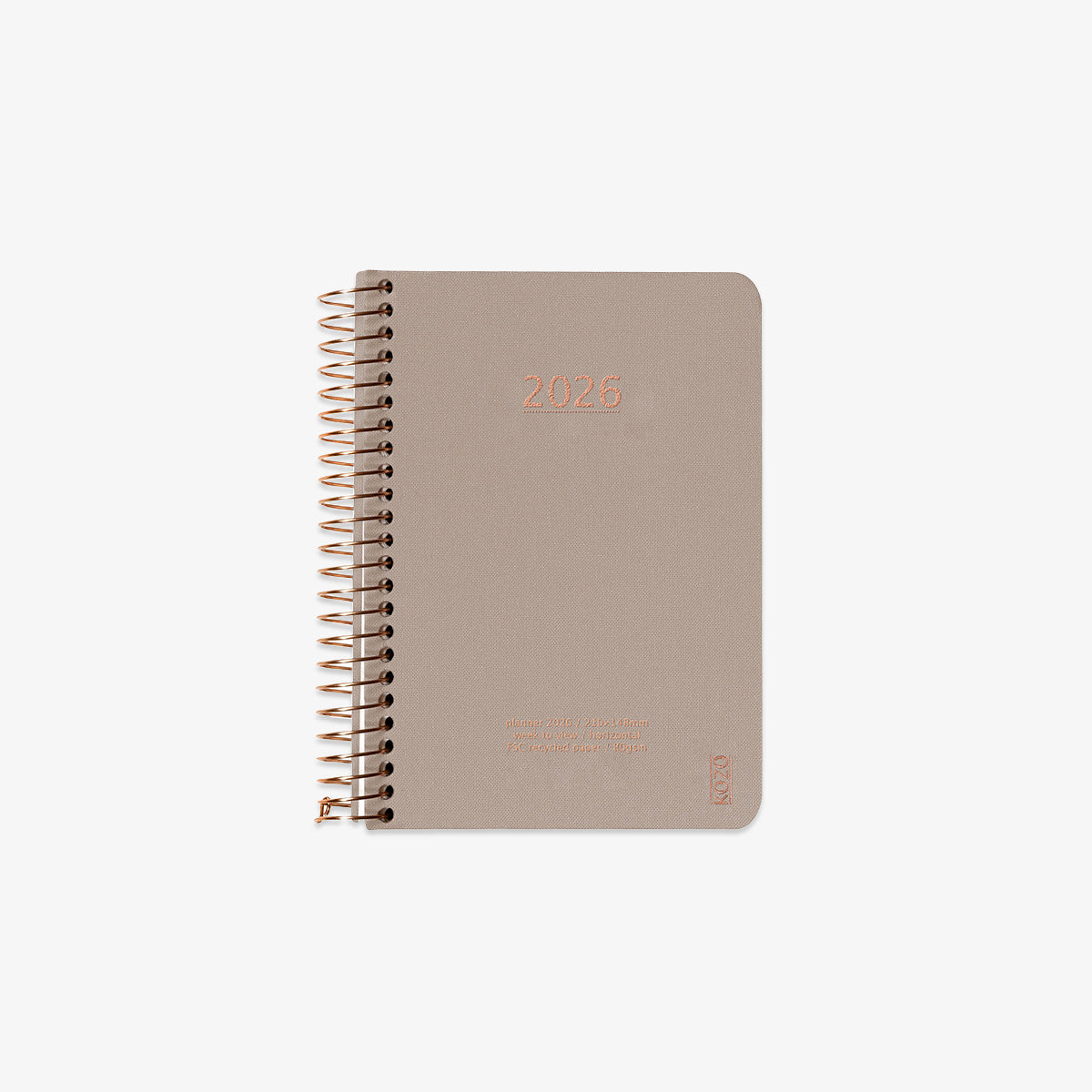 KOZO SPIRAL-BOUND CALENDAR 2026 A6 (DANISH) // SAND