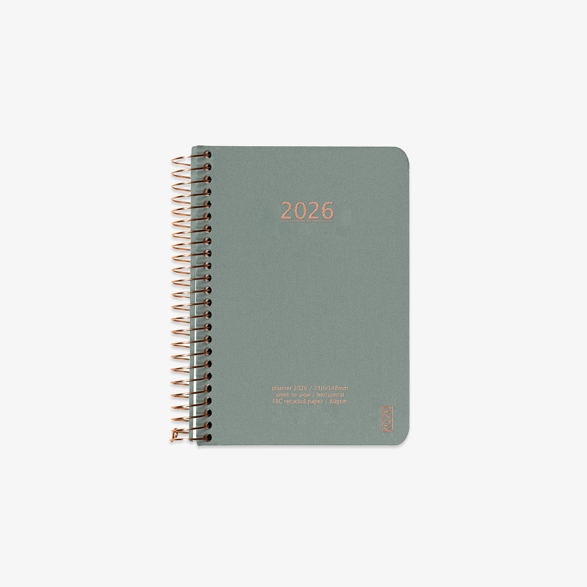 KOZO SPIRAL-BOUND CALENDAR 2026 A6 (DANISH) // ALOE VERA