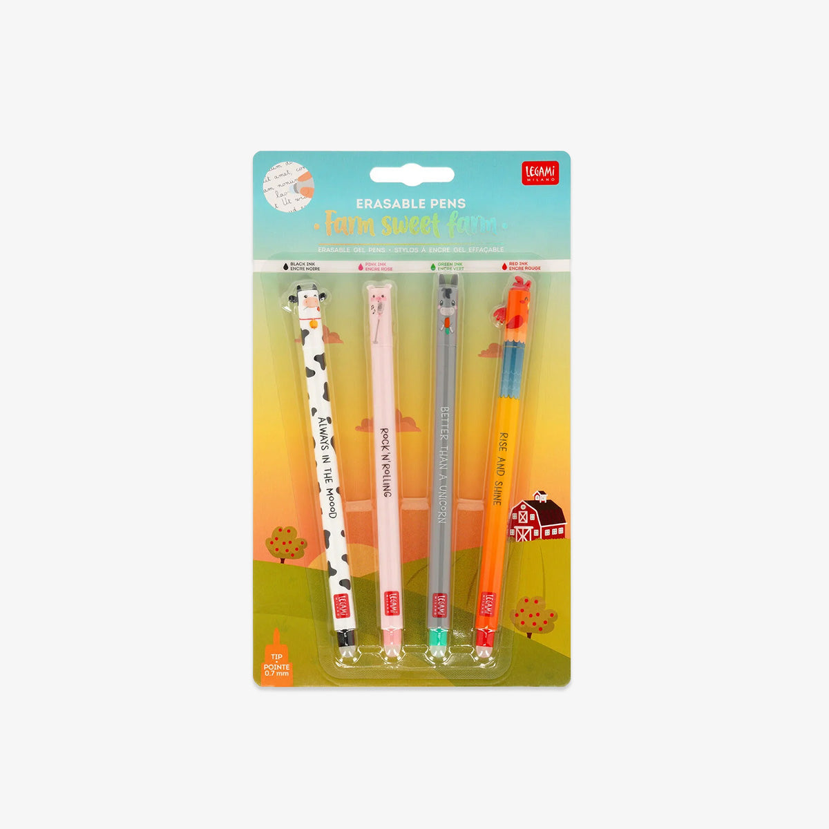 ERASABLE GEL PENS SET OF 4 // FARM SWEET FARM
