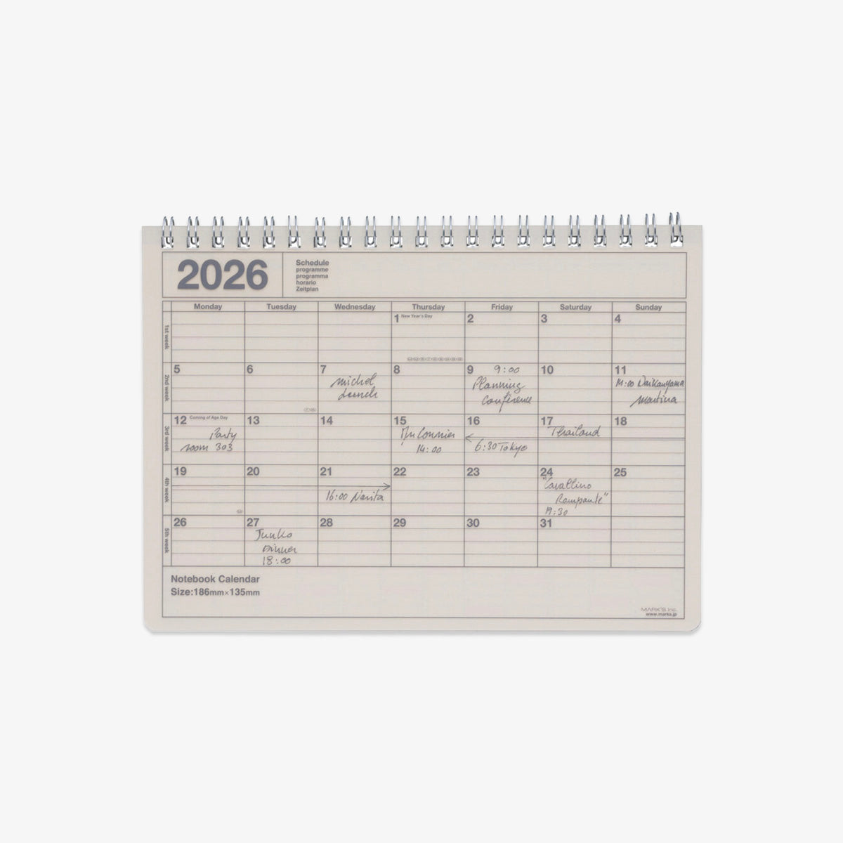 NOTEBOOK CALENDAR 2026 M // IVORY