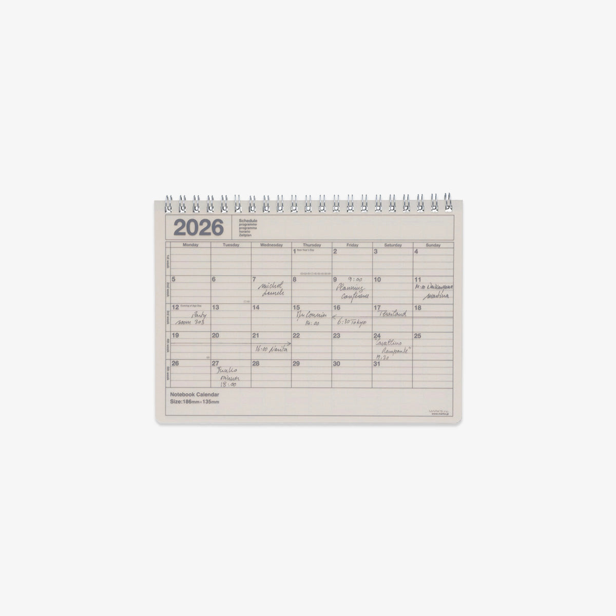 NOTEBOOK CALENDAR 2026 S // IVORY