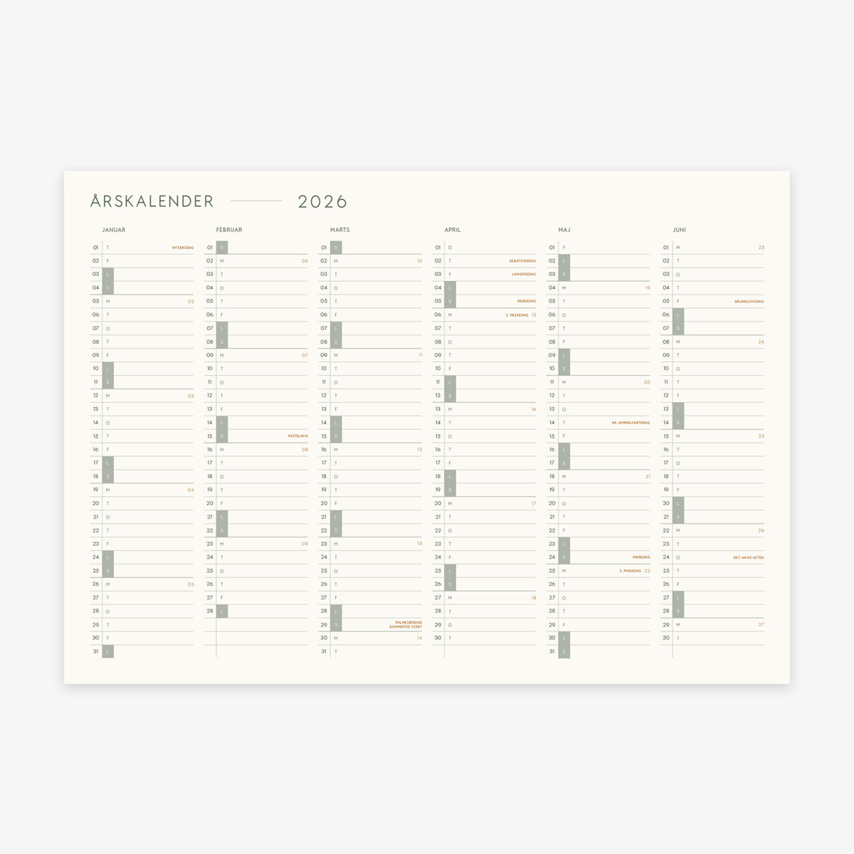 A3 KALENDER 2026 (DANISH)