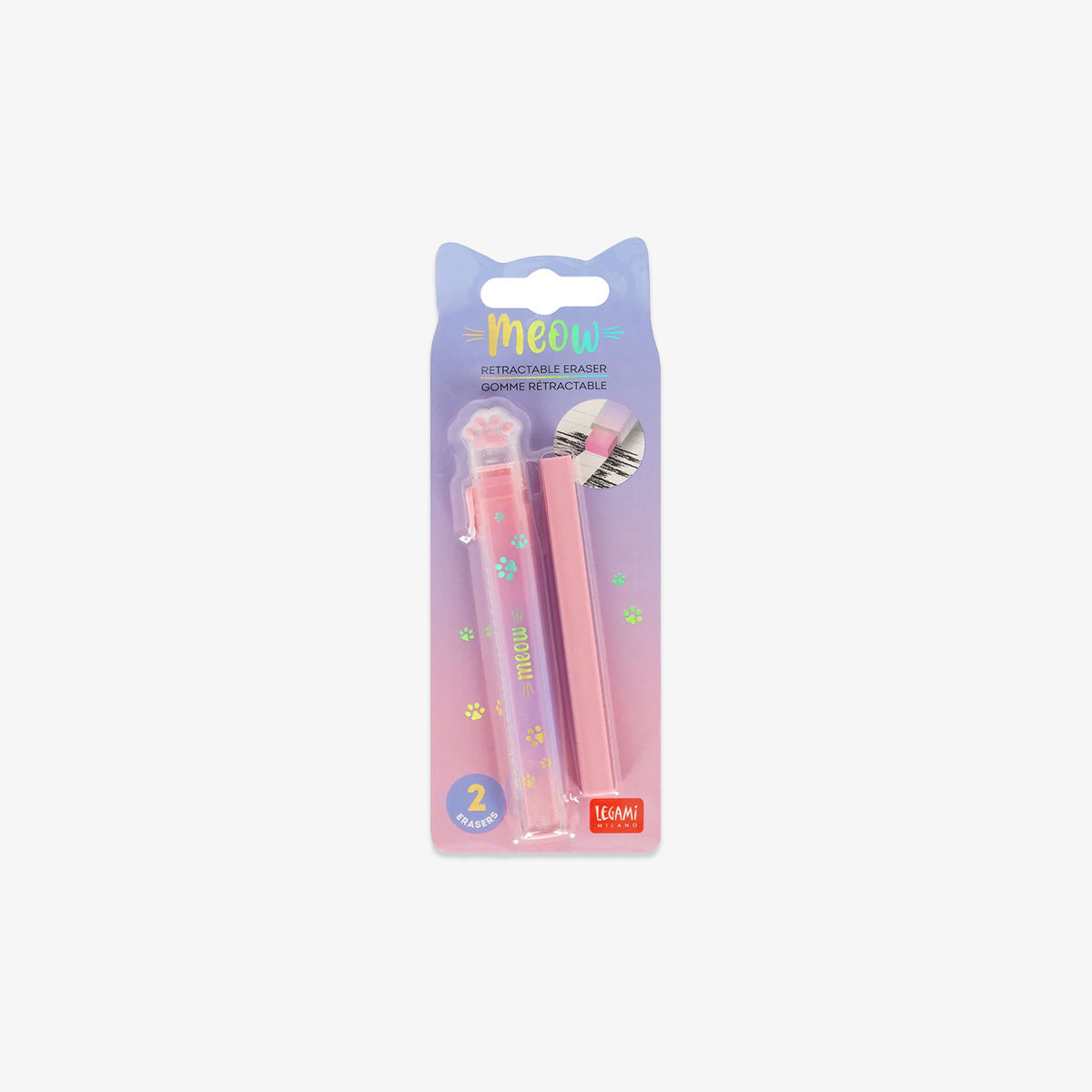 RETRACTABLE ERASER WITH REFILL // MEOW
