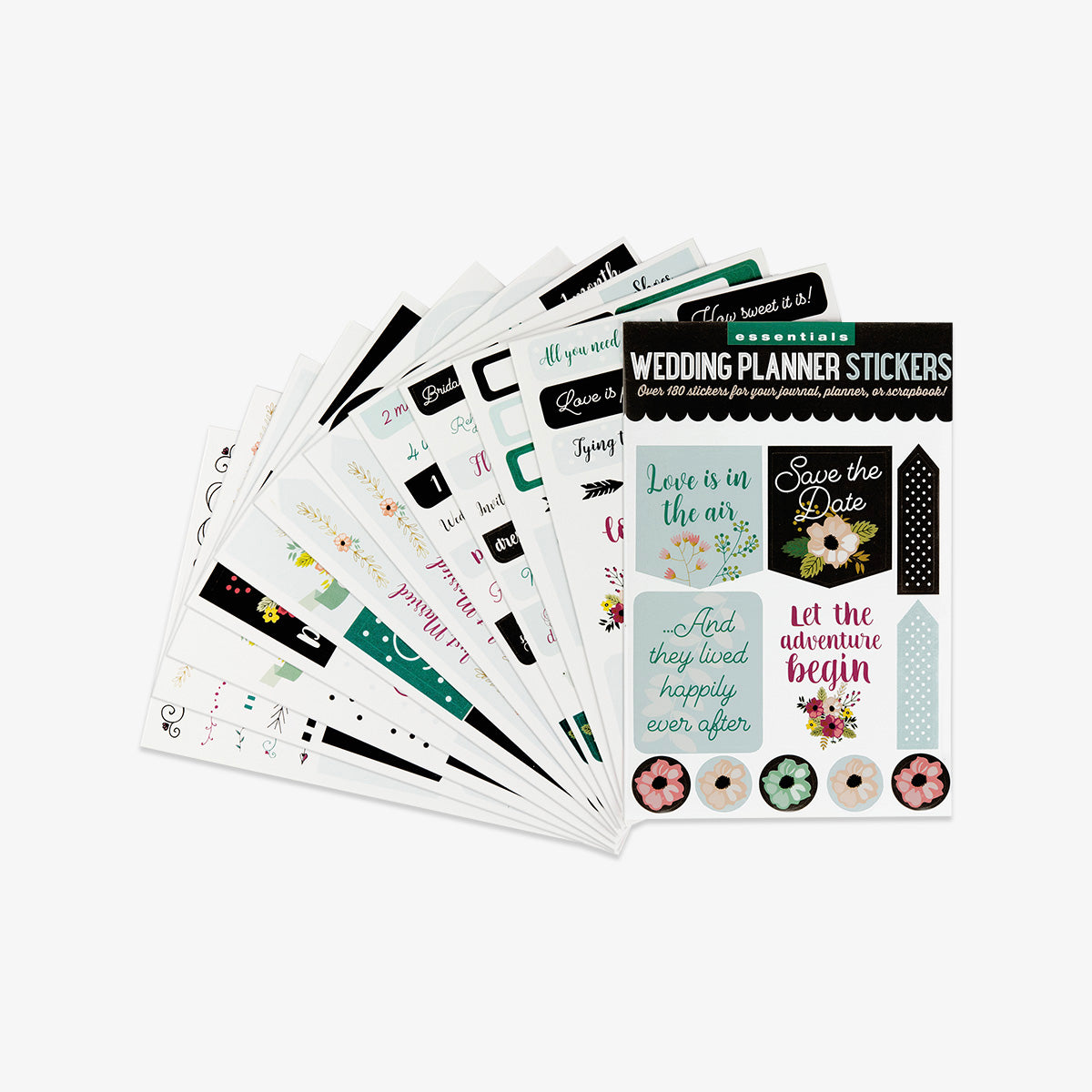 Set of wedding planner stickers on a white background
