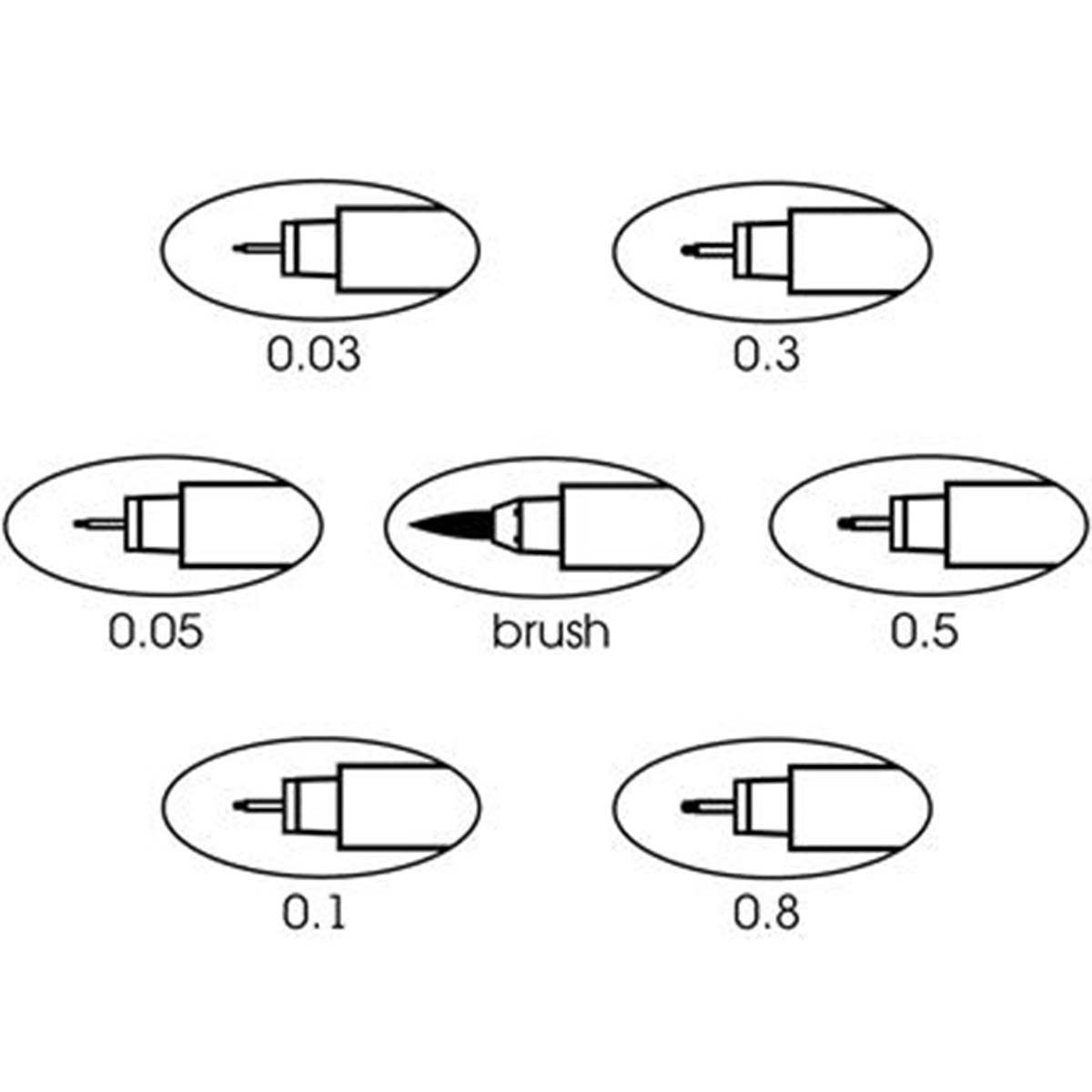 LE PEN FOR DRAWING SET 8 PCS // BLACK