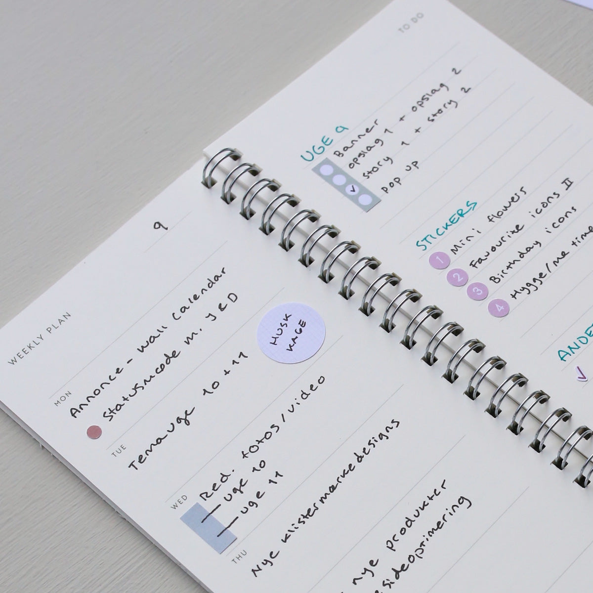 WIRE-O WEEKLY PLANNER NOTEBOOK