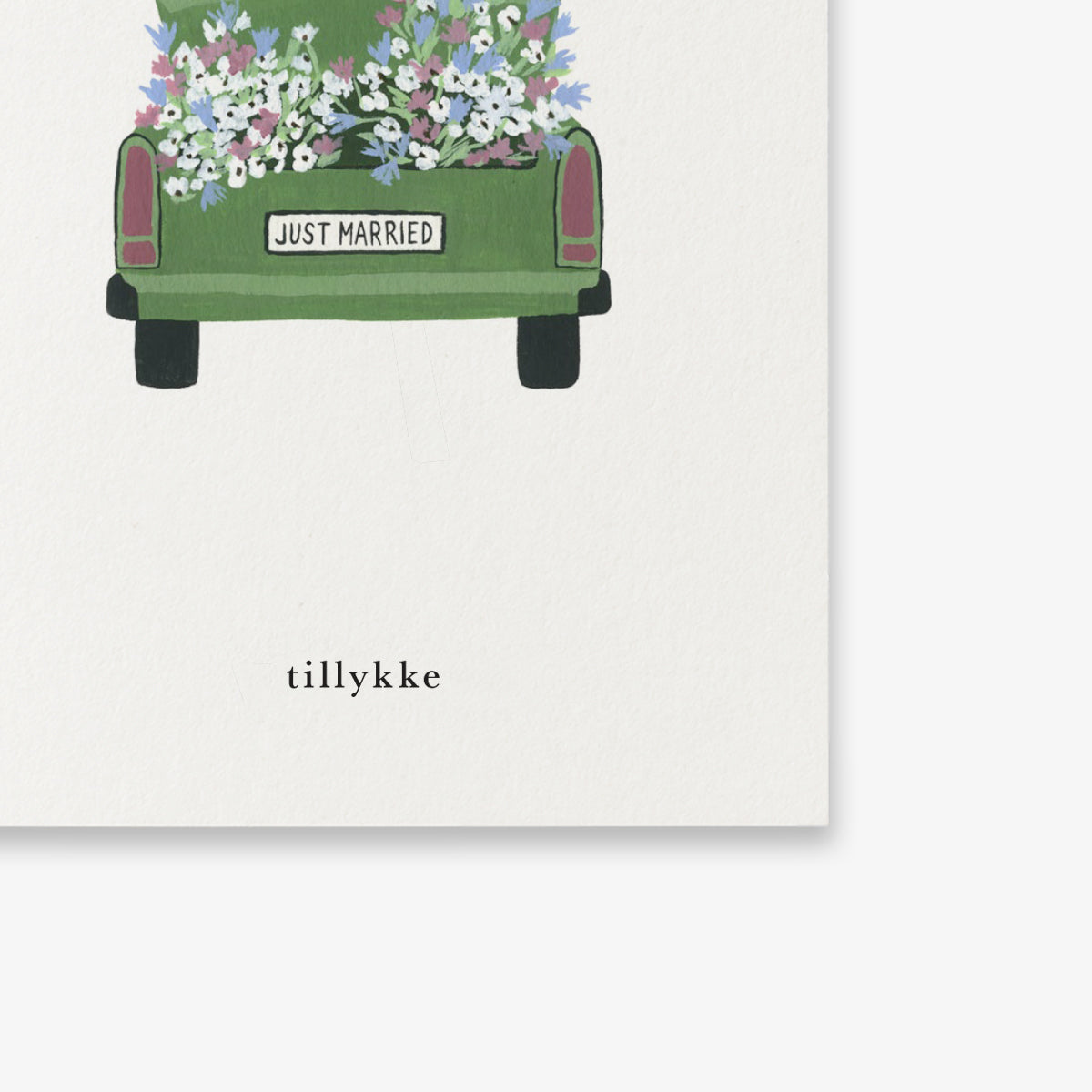 SMALL GREETING CARD // BRYLLUPSBIL (DANISH)