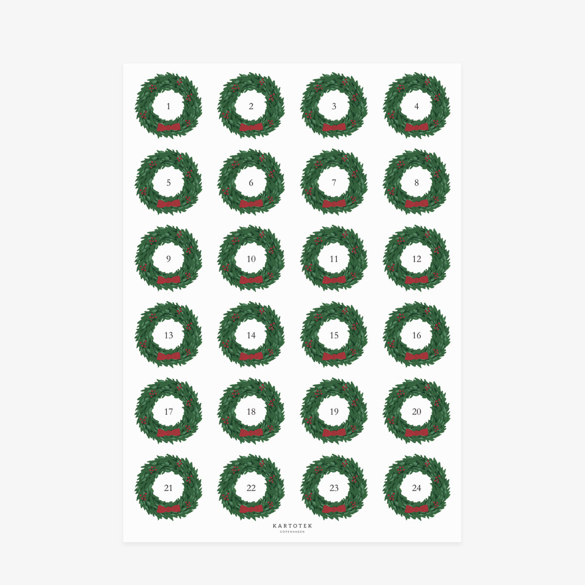STICKERS // ADVENT CHRISTMAS WREATH 1-24