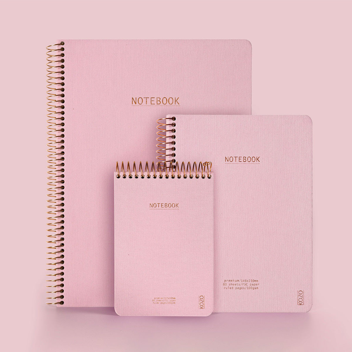 KOZO SPIRAL-BOUND NOTEBOOK A4 // DUSTY PINK