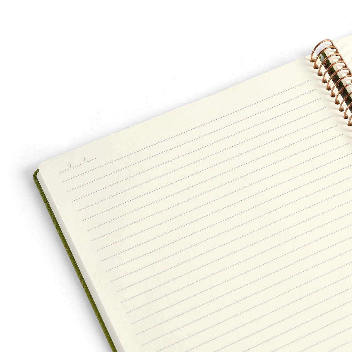 Open notebook with spiral bound with lines.