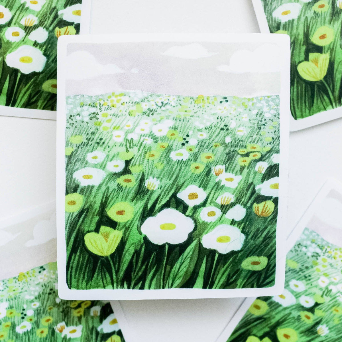 A vinyl sticker with floral design on a white background