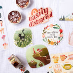 Collection of decorative stickers with various designs on a white background