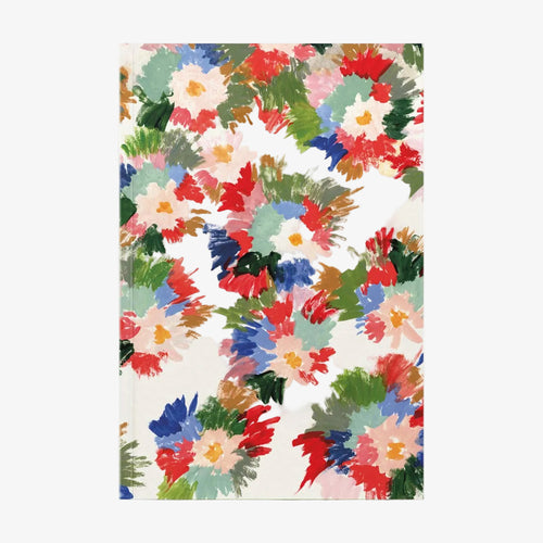 Notebook with colorful floral pattern on a white background