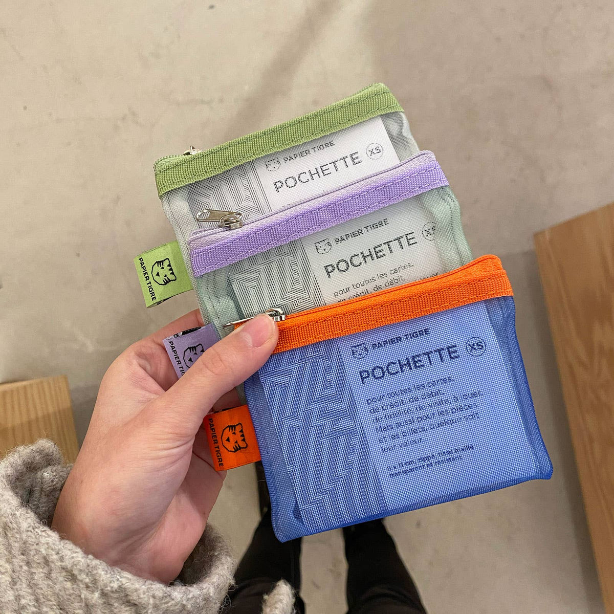 MESH POCKET XS // PEACH & COBALT