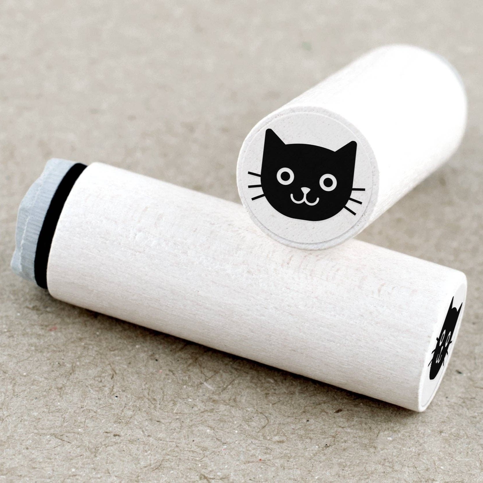 MINI RUBBER STAMP // BLACK CAT HEAD