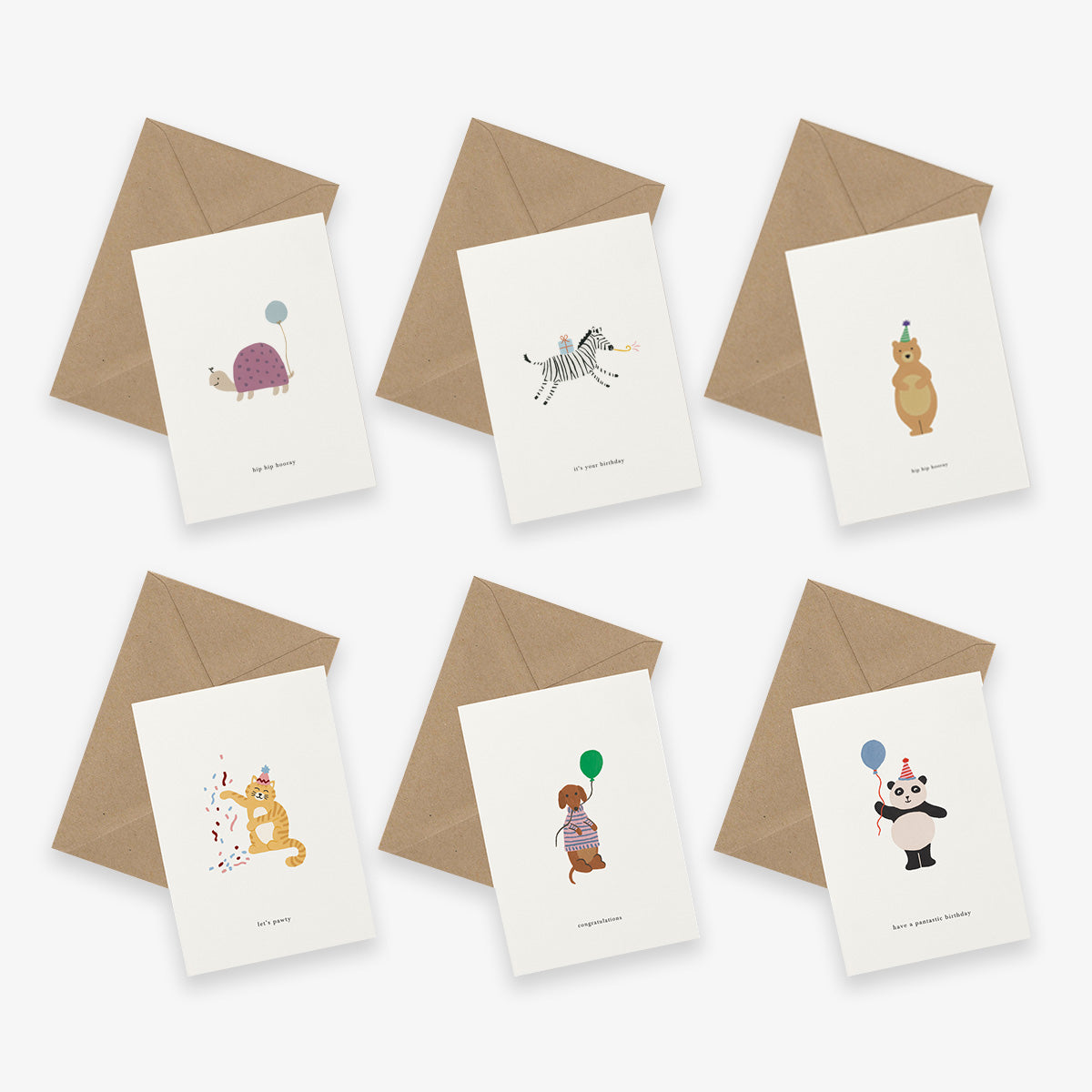 GREETING CARD SET OF 6 // BIRTHDAY ANIMALS