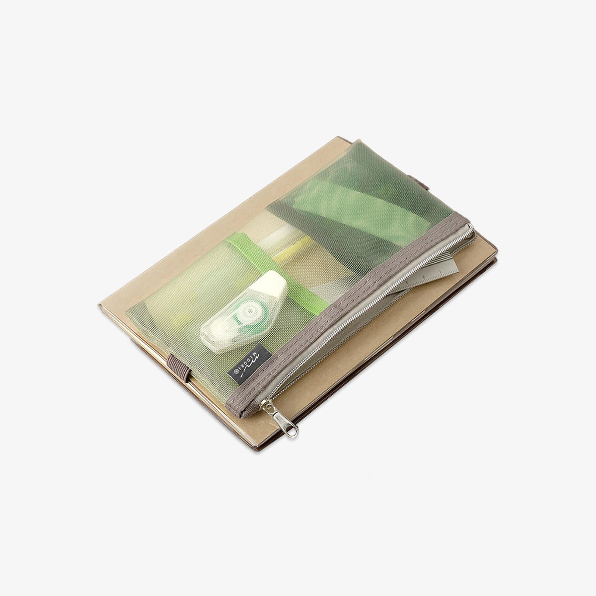 BOOK BAND PEN CASE // MESH GREEN