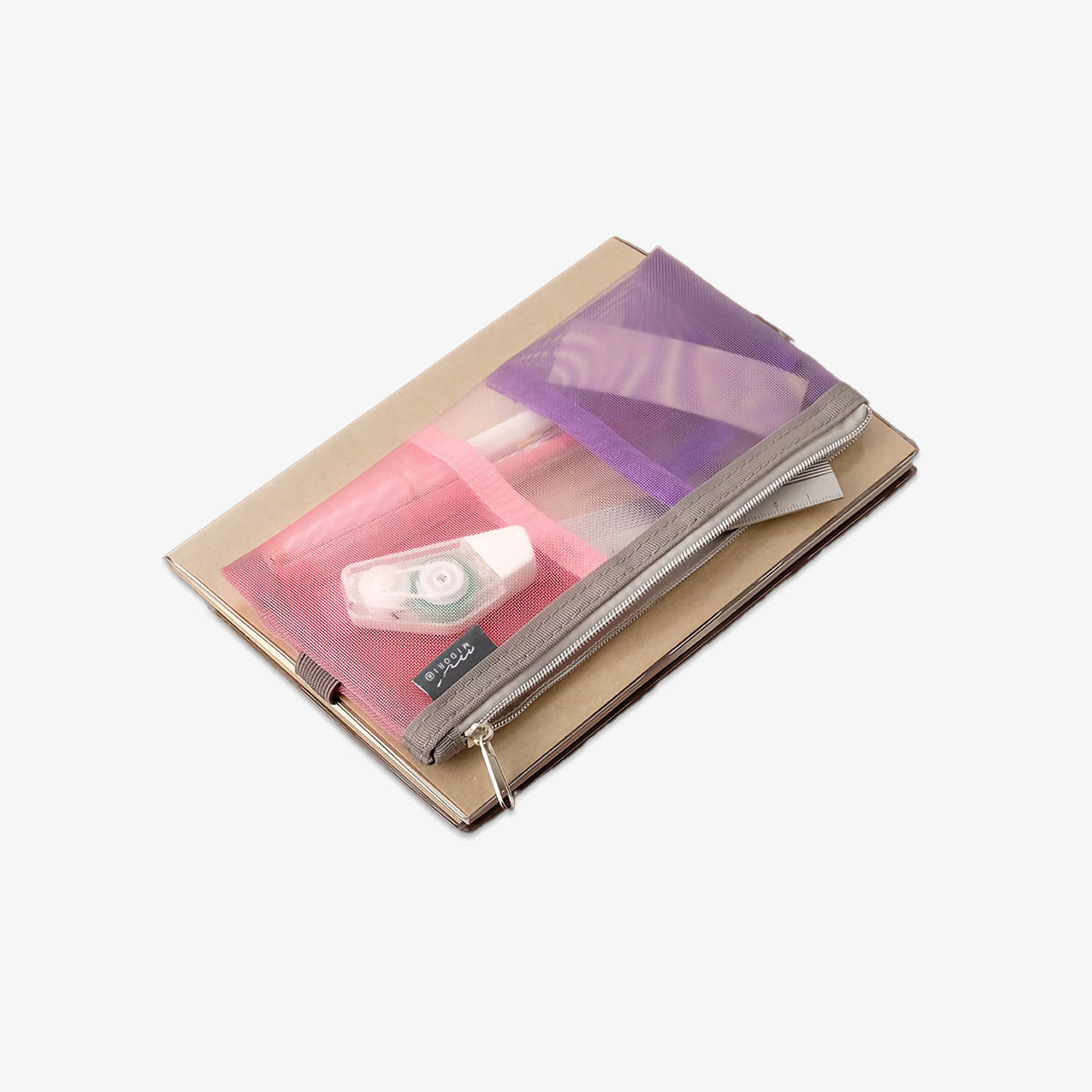 BOOK BAND PEN CASE // MESH PURPLE/PINK