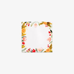 Floral patterned sticky notes on a white background