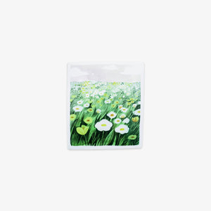 A vinyl sticker with floral design on a white background