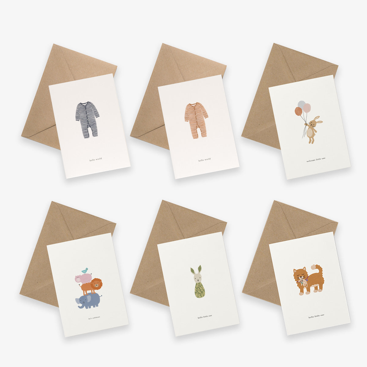 GREETING CARD SET OF 6 // HELLO BABY