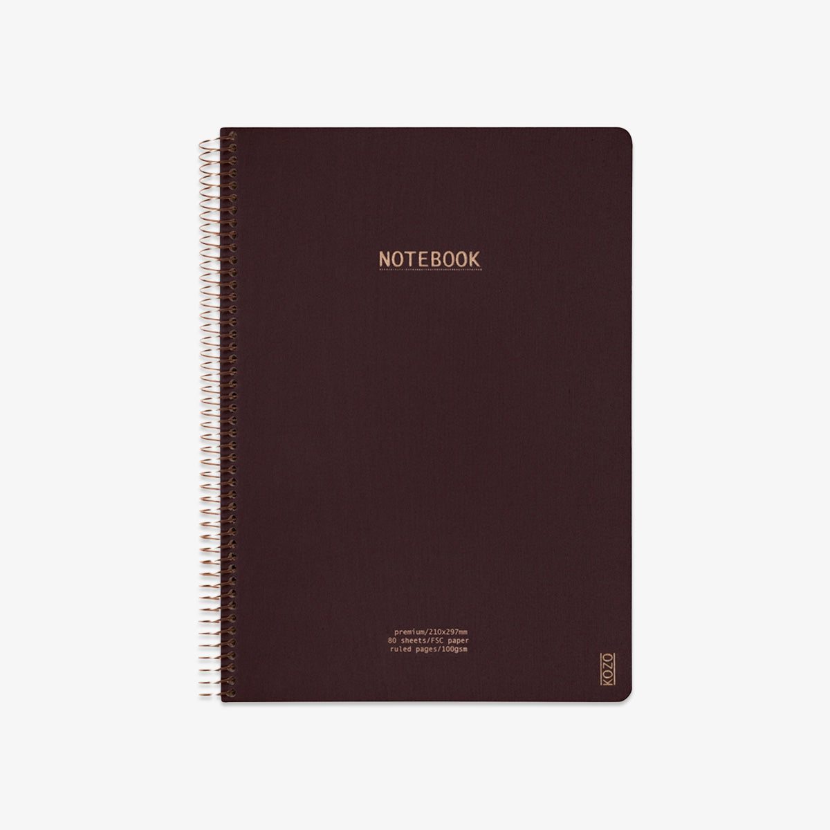 KOZO SPIRAL-BOUND NOTEBOOK A4 // COFFEE