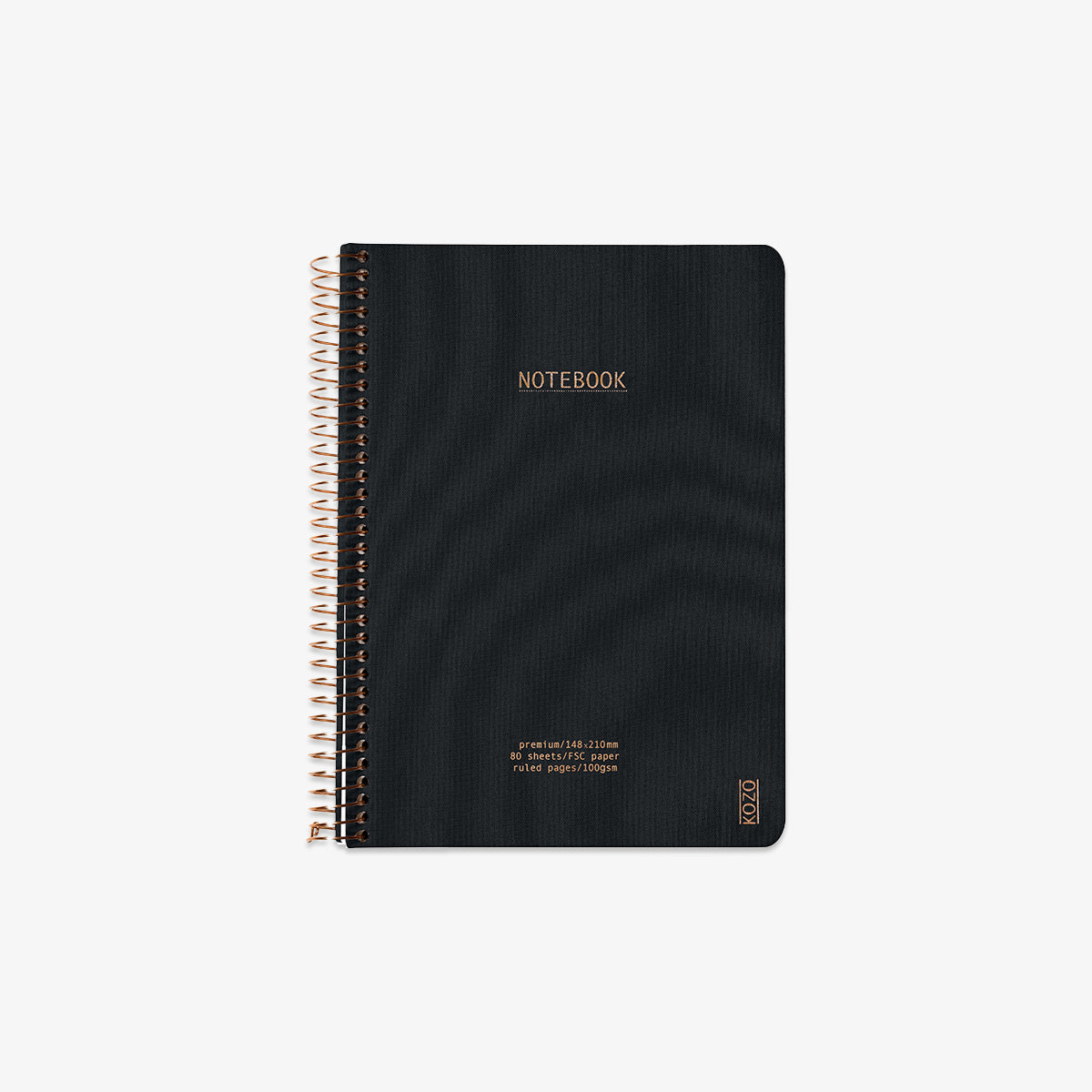 KOZO SPIRAL-BOUND NOTEBOOK A5 // BLACK