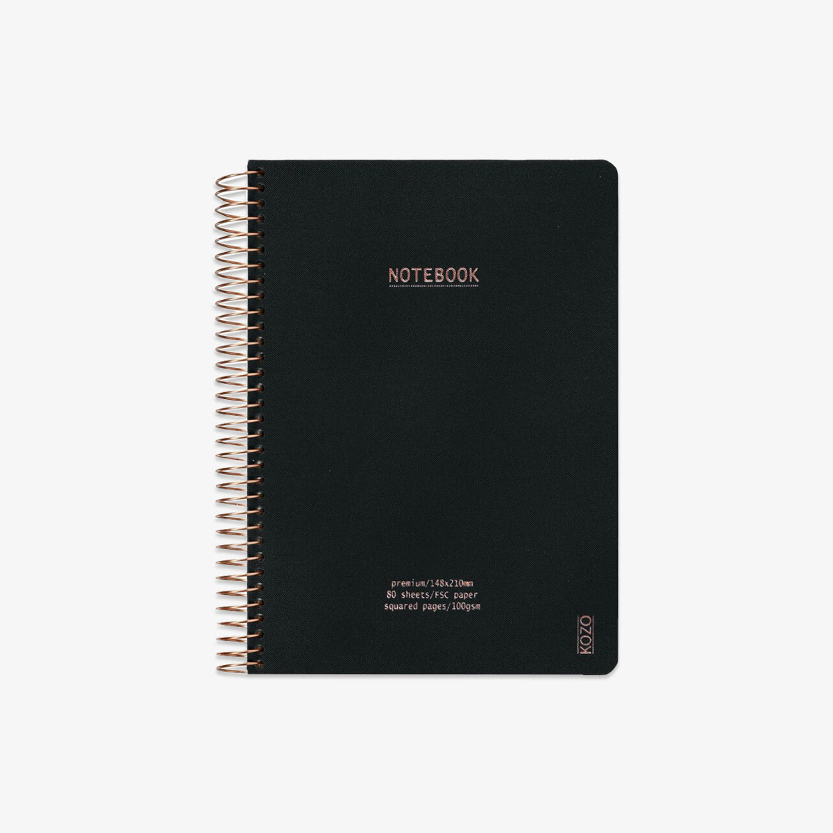 KOZO SPIRAL-BOUND NOTEBOOK A5 GRID // BLACK