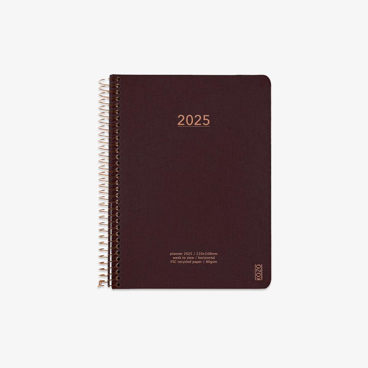 KOZO SPIRAL-BOUND CALENDAR 2025 A5 (DANISH) // COFFEE