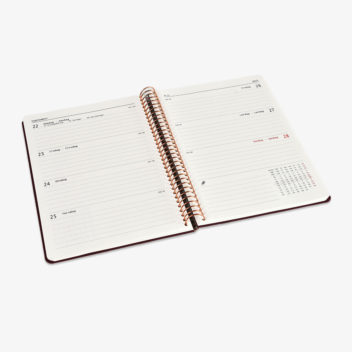 KOZO SPIRAL-BOUND CALENDAR 2025 A5 (DANISH) // COFFEE