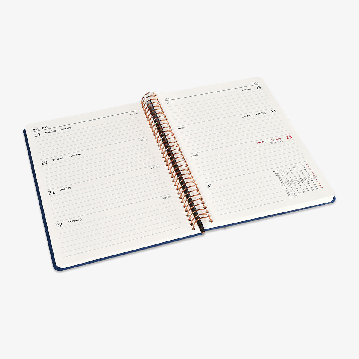 KOZO SPIRAL-BOUND CALENDAR 2025 A5 (DANISH) // NAVY