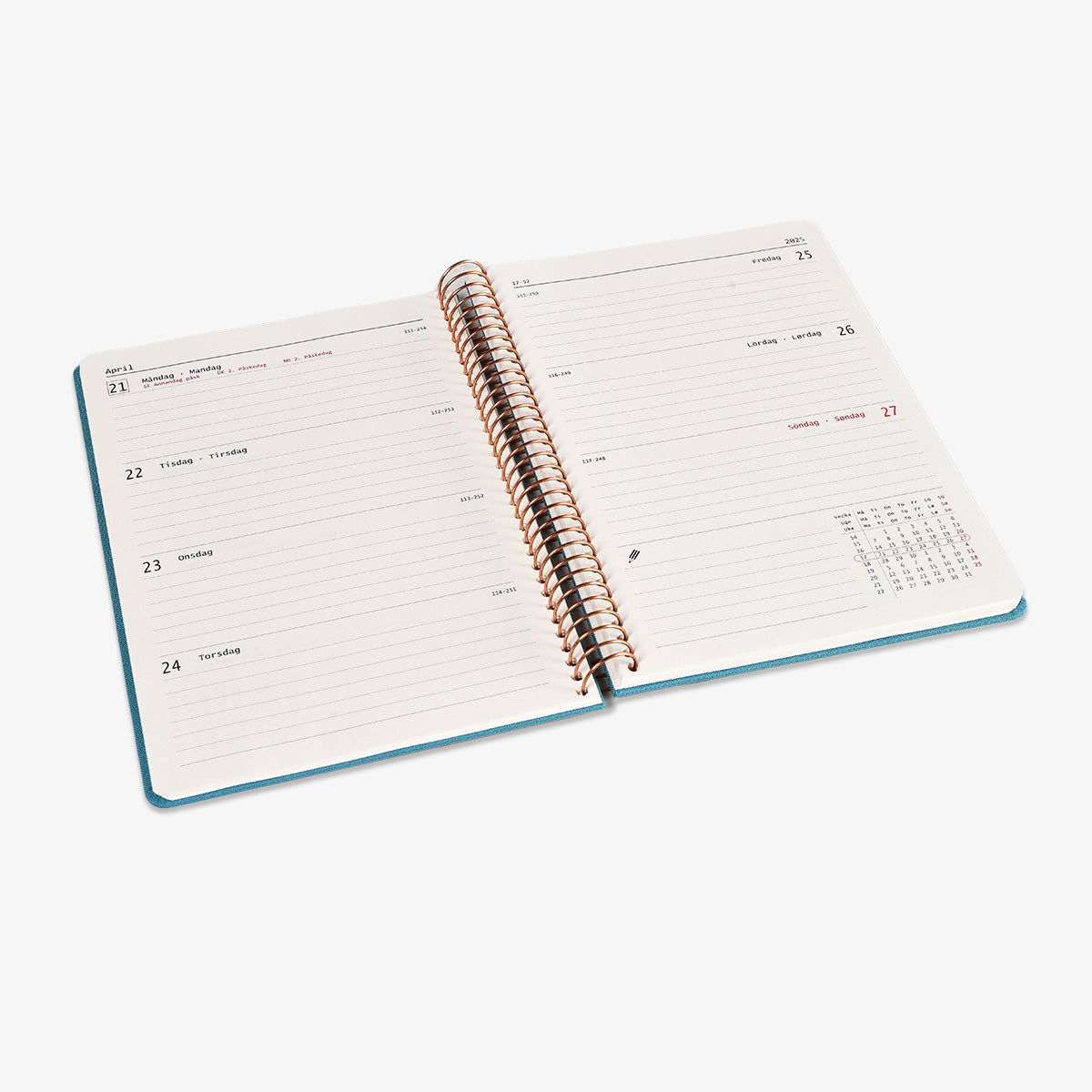 KOZO SPIRAL-BOUND CALENDAR 2025 A5 (DANISH) // STEEL BLUE