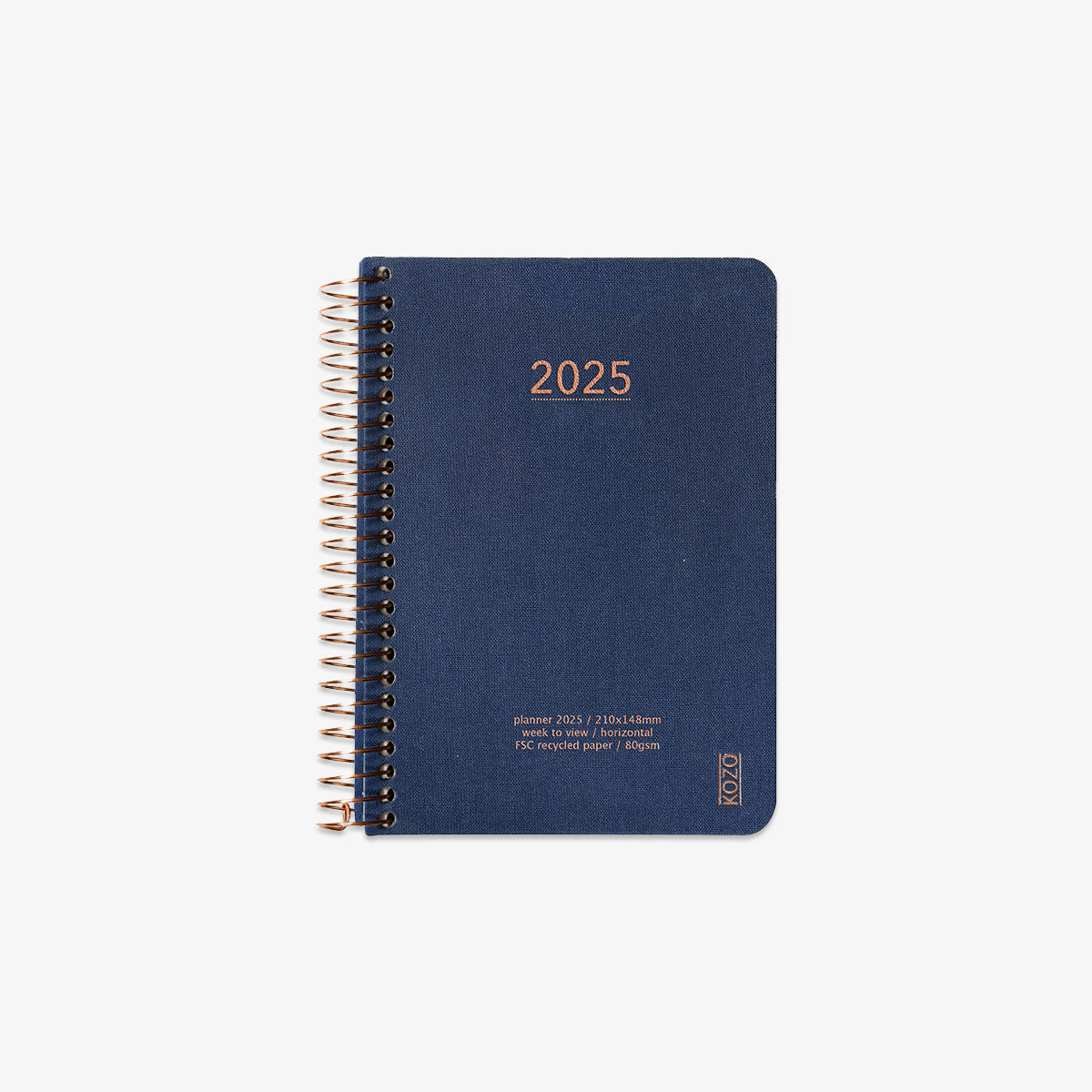 KOZO SPIRAL-BOUND CALENDAR 2025 A6 (DANISH) // NAVY