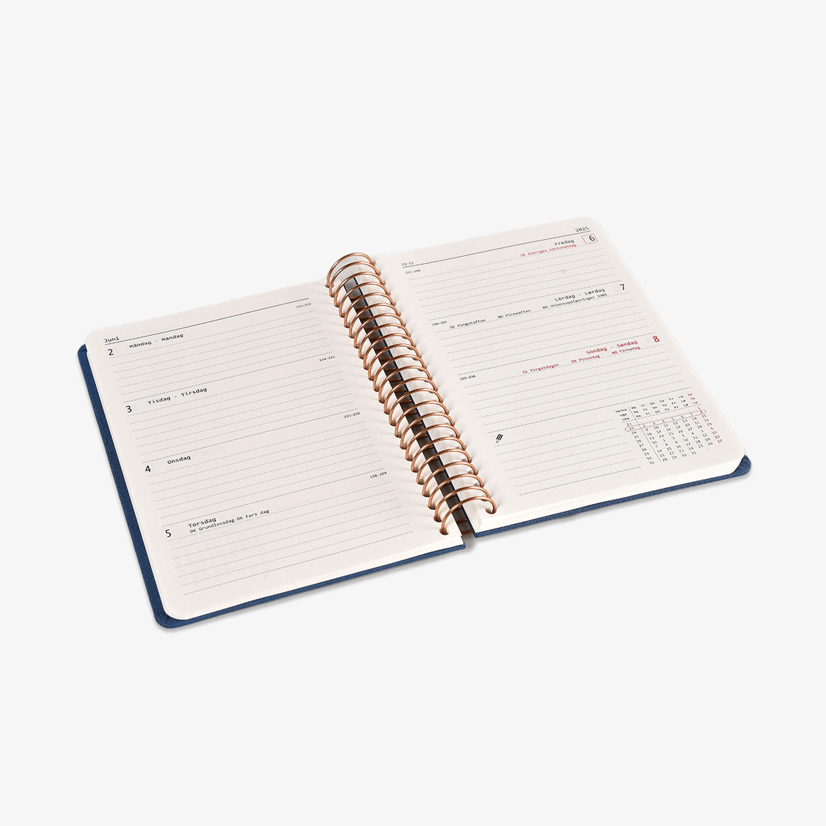 KOZO SPIRAL-BOUND CALENDAR 2025 A6 (DANISH) // NAVY