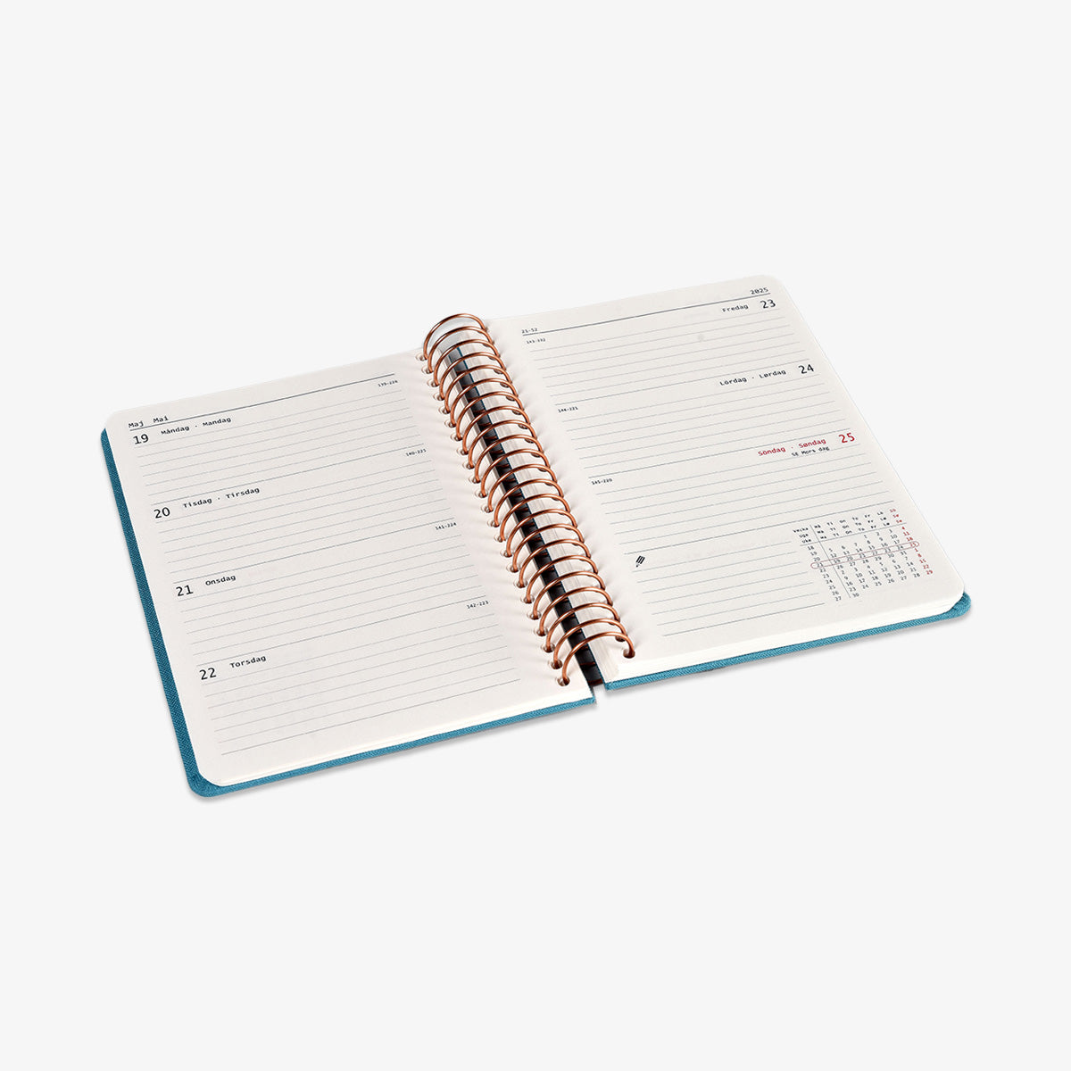 KOZO SPIRAL-BOUND CALENDAR 2025 A6 (DANISH) // STEEL BLUE