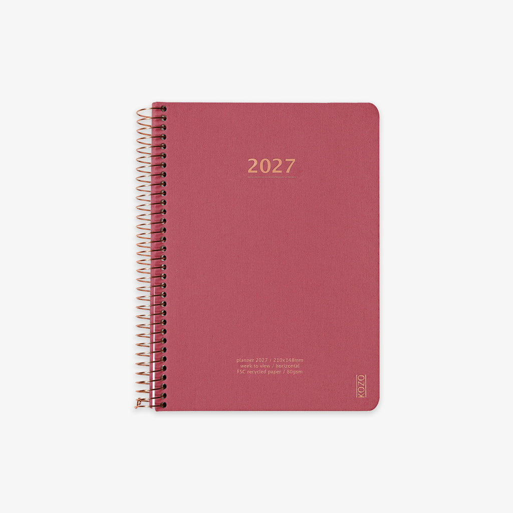 KOZO SPIRAL-BOUND CALENDAR 2027 A5 (DANISH) // GUAVA PINK