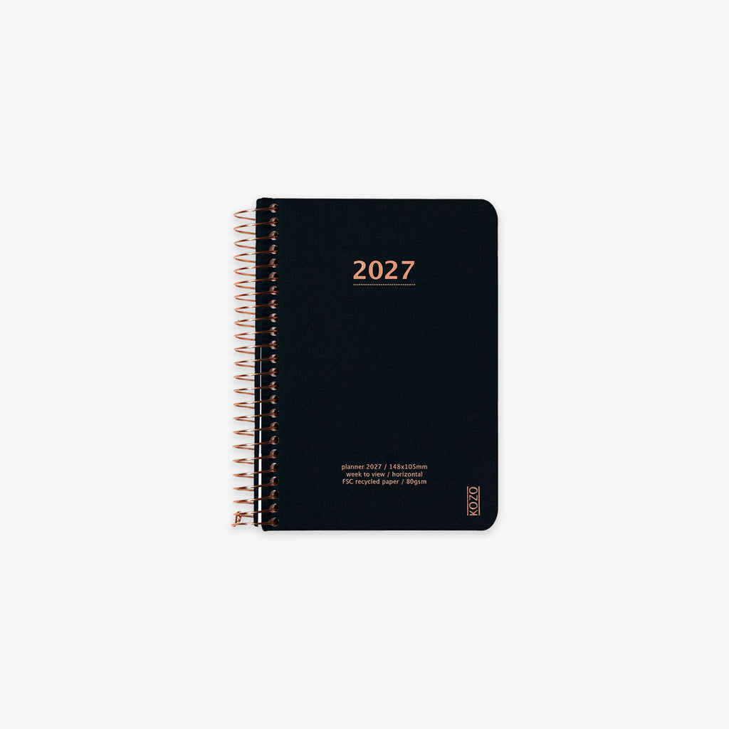 KOZO SPIRALBUNDEN KALENDER 2026 A6 // SORT