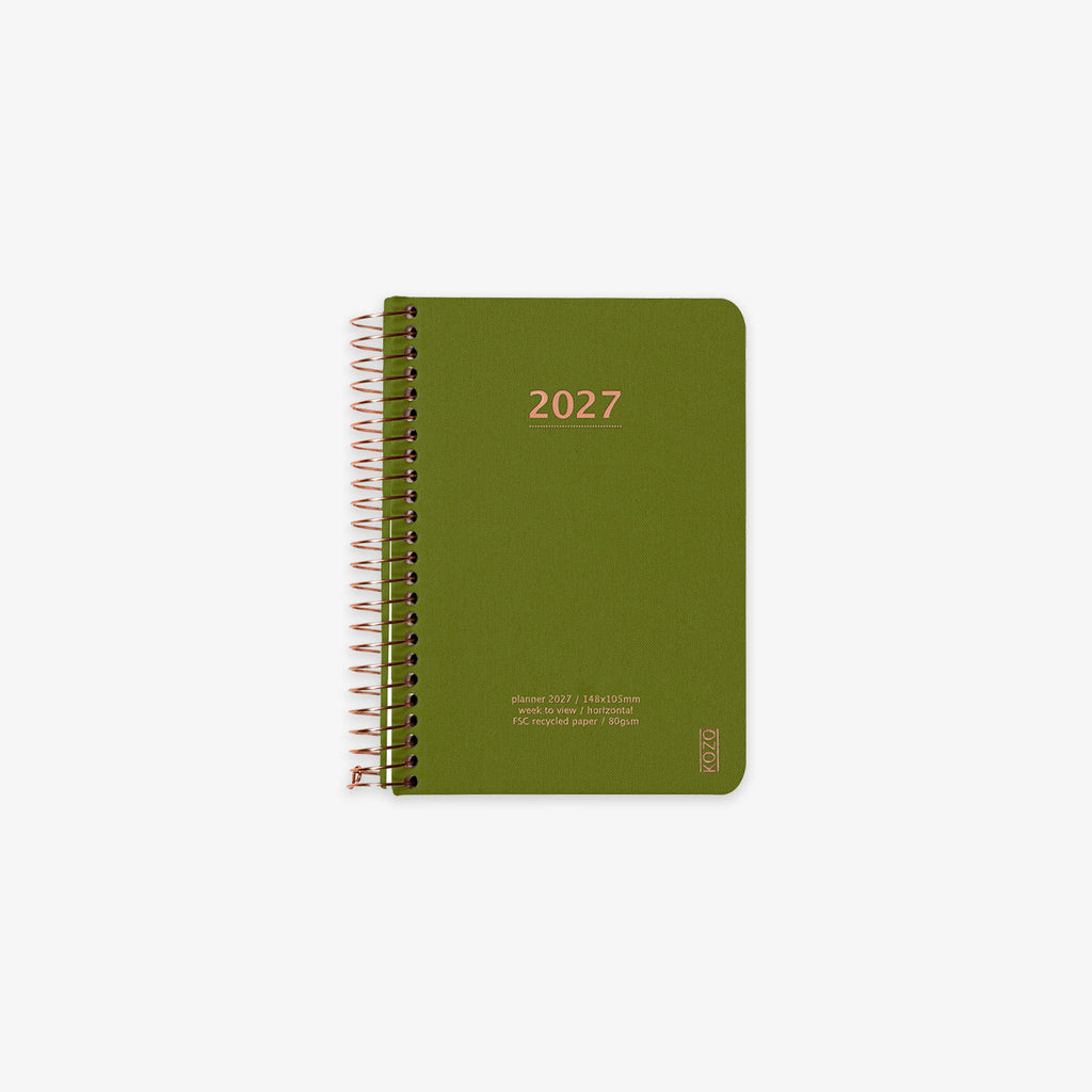 KOZO SPIRALBUNDEN KALENDER 2027 A6 // OLIVENGRØN
