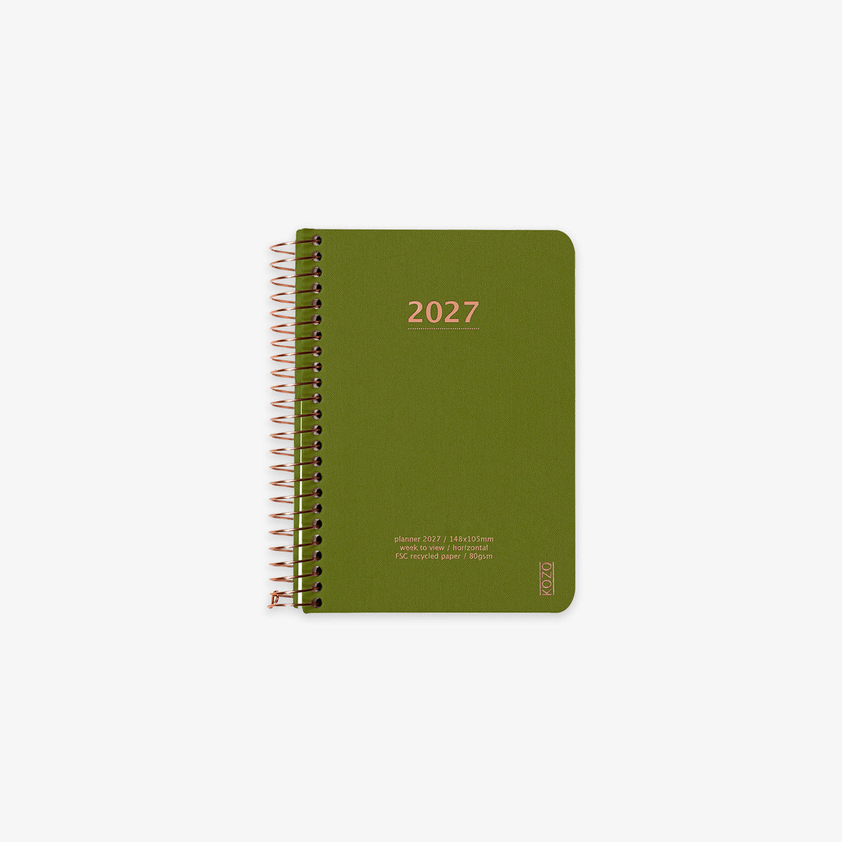 KOZO SPIRALBUNDEN KALENDER 2027 A6 // OLIVENGRØN